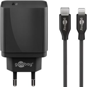 Goobay - USB-C PD oplader sæt (Apple Lightning) (3A/18W) (Han-Han) (Sort) - 1,0 m (Kopier)