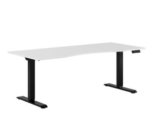 Premium Hæve/Sænkebord m/2 motorer og maveudtag 180x80cm - Hvid-sort