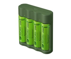 GP ReCyko Everyday-oplader (USB), inkl. 4 stk. AA 2100mAh NiMH-batterier