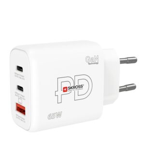 Skross 3-ports 65W USB-C PD oplader (USB-PD), GaN, EU/DK