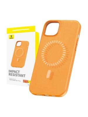 Baseus Magnetic Phone Case for iPhone 15 Fauxther Series (Orange)