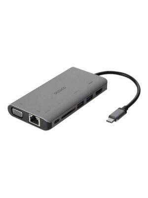 Deltaco USB-C dockningsstation HDMI/VGA/2xUSB-A PD