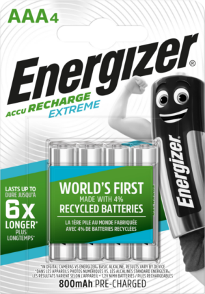 ENERGIZER RECHARGE EXTREME AAA / NH12 800MAH BATTERIER (4 STK. PAKNING)