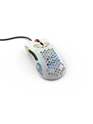 Glorious Model D- (Small) - Matte White - Gaming Mus - Optisk - 6 knapper - Hvid med RGB-LED lys