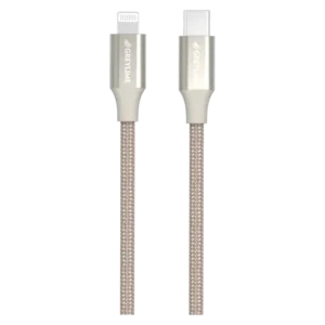 GreyLime Braided USB-C - lightning kabel, Beige, 1 m