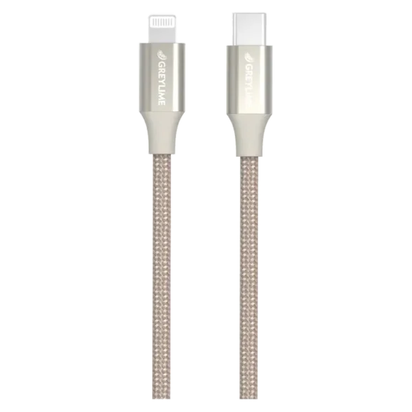 GreyLime Braided USB-C - lightning kabel, Beige, 1 m