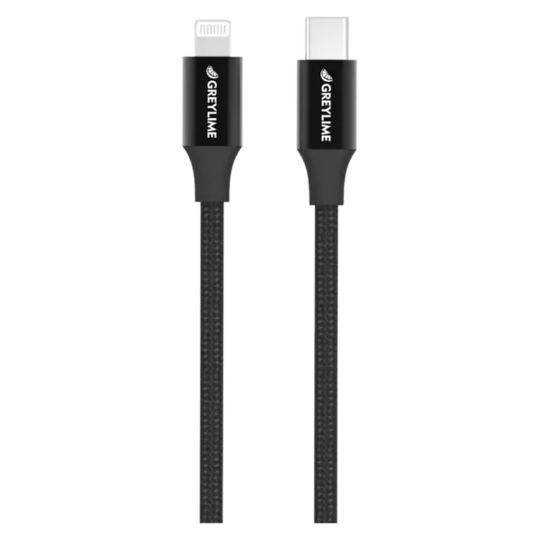 GreyLime Braided USB-C - lightning kabel, sort, 1 m