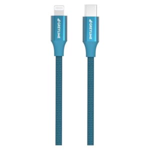 GreyLime Braided USB-C til MFi Lightning Kabel Blå 2 m