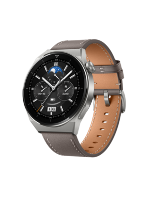 Huawei Watch GT 3 Pro 46mm Classic - Titanium Case with Grey Leather Strap