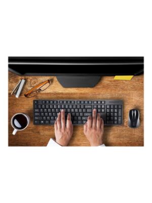 Kensington Pro Fit Low-Profile Desktop Set - Tastatur & Mus sæt - Amerikansk engelsk - Sort