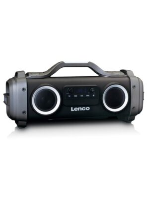 Lenco SPR-200BK - Splash proof Bluetooth® Speaker FM radio USB and micro SD with Light Effects - Black