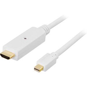 mini DisplayPort til HDMI monitorkabel, 20-pin han-19-pin han, 2m, hvid