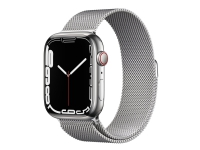 Apple Watch Series 7 (GPS + Cellular) - 45 mm - sølv rustfrit stål - smart ur med milanesisk løkke - rustfrit stål - sølv - håndledsstørrelse: 150-200 mm - 32 GB - Wi-Fi, Bluetooth - 4G - 51.5 g