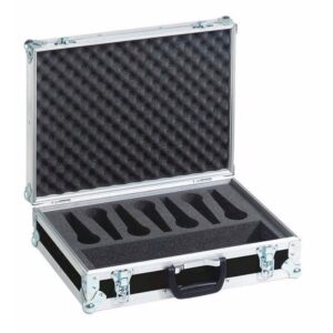 Flightcase kuffert til 7 mikrofoner + tilbehør. Sort