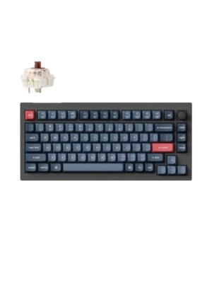 Keychron V1 MAX QMK/VIA Wireless RGB Hot Swap Jupiter Brown - Carbon Black - Tastatur - Nordisk - Sort
