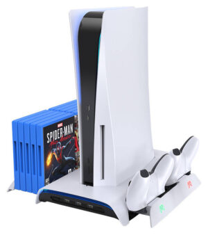 Kiwi Home PB01 Kølestation til PS5 og Dobbelt Controller Oplader - Hvid