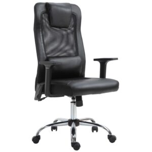 Kontorstol med massagepude Sort Læder / Mesh 63 x 63 x 113-123 cm