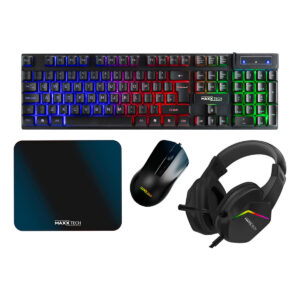 Maxx Tech 4-i-1 Gaming Combo Kit (Tastatur/Mus/Musemåtte/PC Splitter)