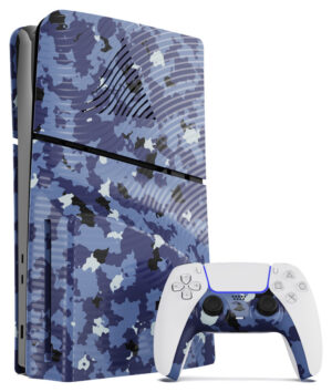 Maxx Tech PS5 Slim Frontplader + Controller Frontplade - Blue Wave Camo