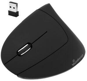 MediaRange Trådløs Mus - Vertikal, 6 Knapper, Sort, USB-A - Venstrehåndet