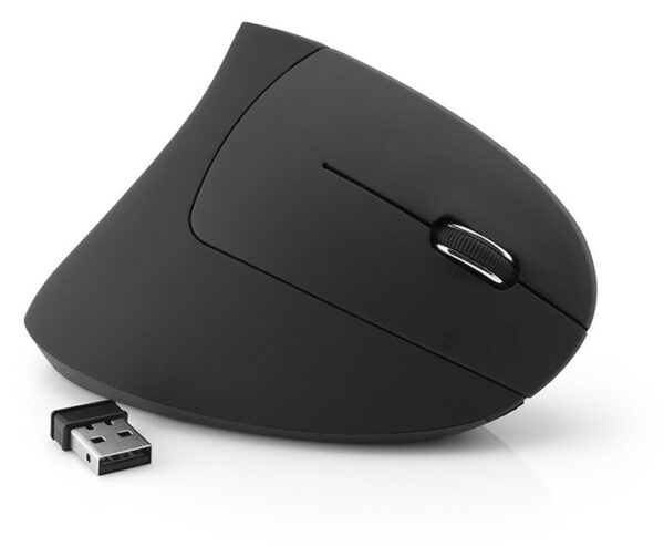 MediaRange Trådløs Mus - Vertikal, 6 Knapper, USB-A - Sort