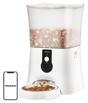 Petsuper PF01-2 Fodreautomat med Kamera - WiFi (5L, Hvid)