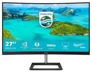 Philips E-line Curved PC Skærm - 27", 1920x1080@75Hz, VA, 4ms, VGA, HDMI, DisplayPort - Sort