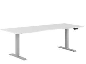Premium Hæve/Sænkebord m/2 motorer og maveudtag 200x80cm - Hvid-grå