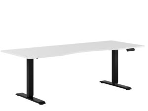 Premium Hæve/Sænkebord m/2 motorer og maveudtag 200x80cm - Hvid-sort