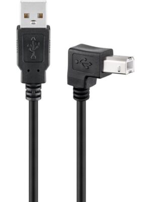 Pro USB-A USB-B 2.0 - 90° - 2m - Sort