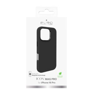 Puro Iphone 16 Pro Silicone Cover Icon Mag Pro, Black Mobilcover