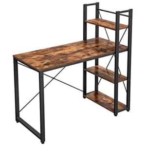 Skrivebord med 3 hylder - computerbord - rustik brun 120x60x120 - Borde - Daily-Living