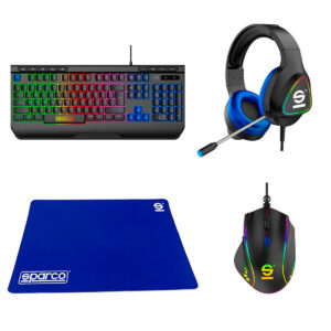 Sparco KITPRO Gaming Sæt m/Tastatur/Mus/Headset/Musemåtte (4-i-1)