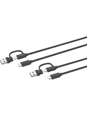 Speed-Link STREAM Play + Charge USB-C/A to USB-C Cable Set - Black - Wired Charging cable for wireless game controller - Sony PlayStation 4