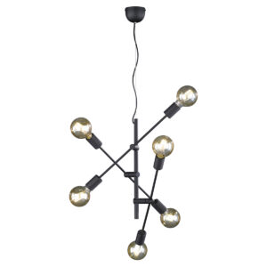 Trio Cross Pendel Lampe m/6 Pære (28W) Sort/Sort