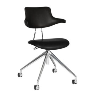 Vermund VL119 Kontorstol SH: 46 cm - Sort Savanne Læder / Krom Stel