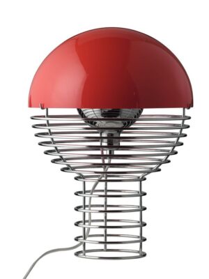 Verpan Wire Table Lamp Ø: 30 cm - Chrome/Red