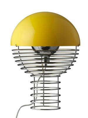 Verpan Wire Table Lamp Ø: 30 cm - Chrome/Yellow