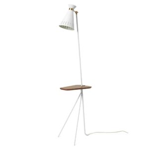 Warm Nordic Cone Floor Lamp With Table H: 144 cm - Clear White/Teak