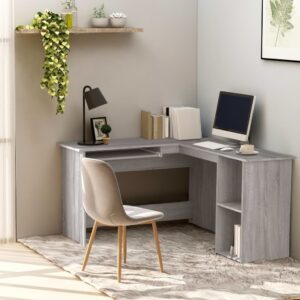 vidaXL hjørneskrivebord 120x140x75 cm konstrueret træ grå sonoma-eg