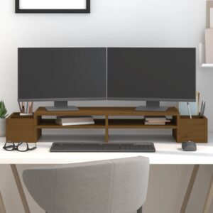 vidaXL skærmholder 100x27,5x15 cm massivt fyrretræ gyldenbrun
