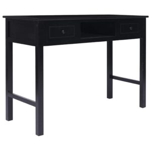 vidaXL skrivebord 108x45x76 cm massivt kejsertræ sort