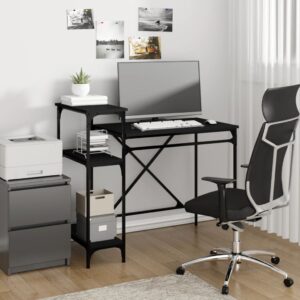 vidaXL skrivebord m. hylder 105x50x90 cm konstrueret træ og jern sort