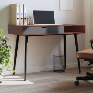 vidaXL skrivebord med skuffe 110x50x75 cm konstrueret træ brun