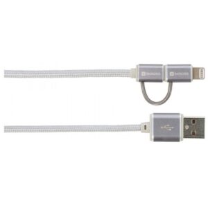 2-i-1 Micro USB & Lightning-stik, Steel Line, 1m Ledning