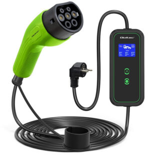 Qoltec Mobil EV Oplader Type 2 - 3,5 kW, 230V, Wi-Fi, LCD, Bærbar Wallbox, 5m