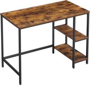 Skrivebord med 2 hylder - computerbord - rustik brun 100x50x75 - Borde - Daily-Living