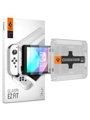 Spigen Glass tR EZ Fit 2 Pack - Nintendo Switch OLED - Miscellaneous Tilbehør til spillekonsol - Nintendo Switch OLED