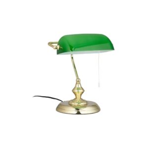 Banker lampe med gr⌀n glasskærm