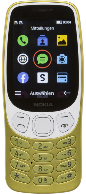 Nokia 3210 4G Mobiltelefon - 2,4" Dual-SIM, 64MB RAM, 128MB, USB-C/3,5mm Minijack - Y2K Guld